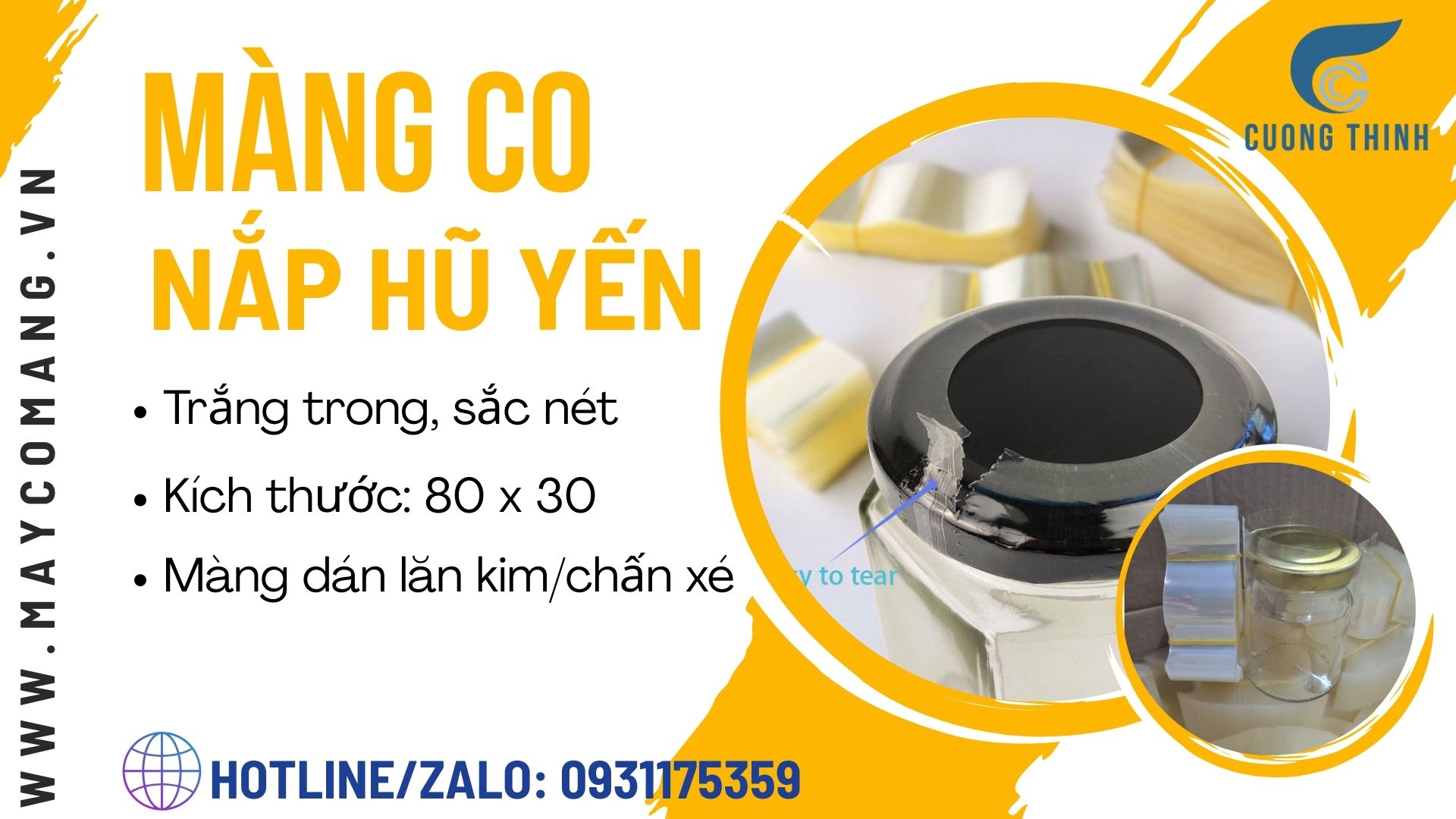 Màng co nắp yến hũ seal chắn chắn, thẩm mỹ