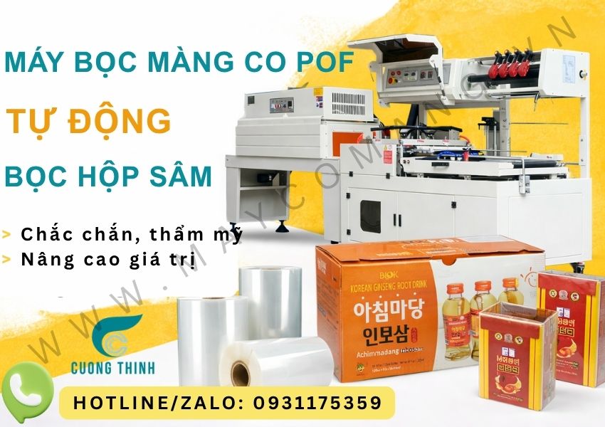 Máy bọc màng co tự động bọc hộp sâm