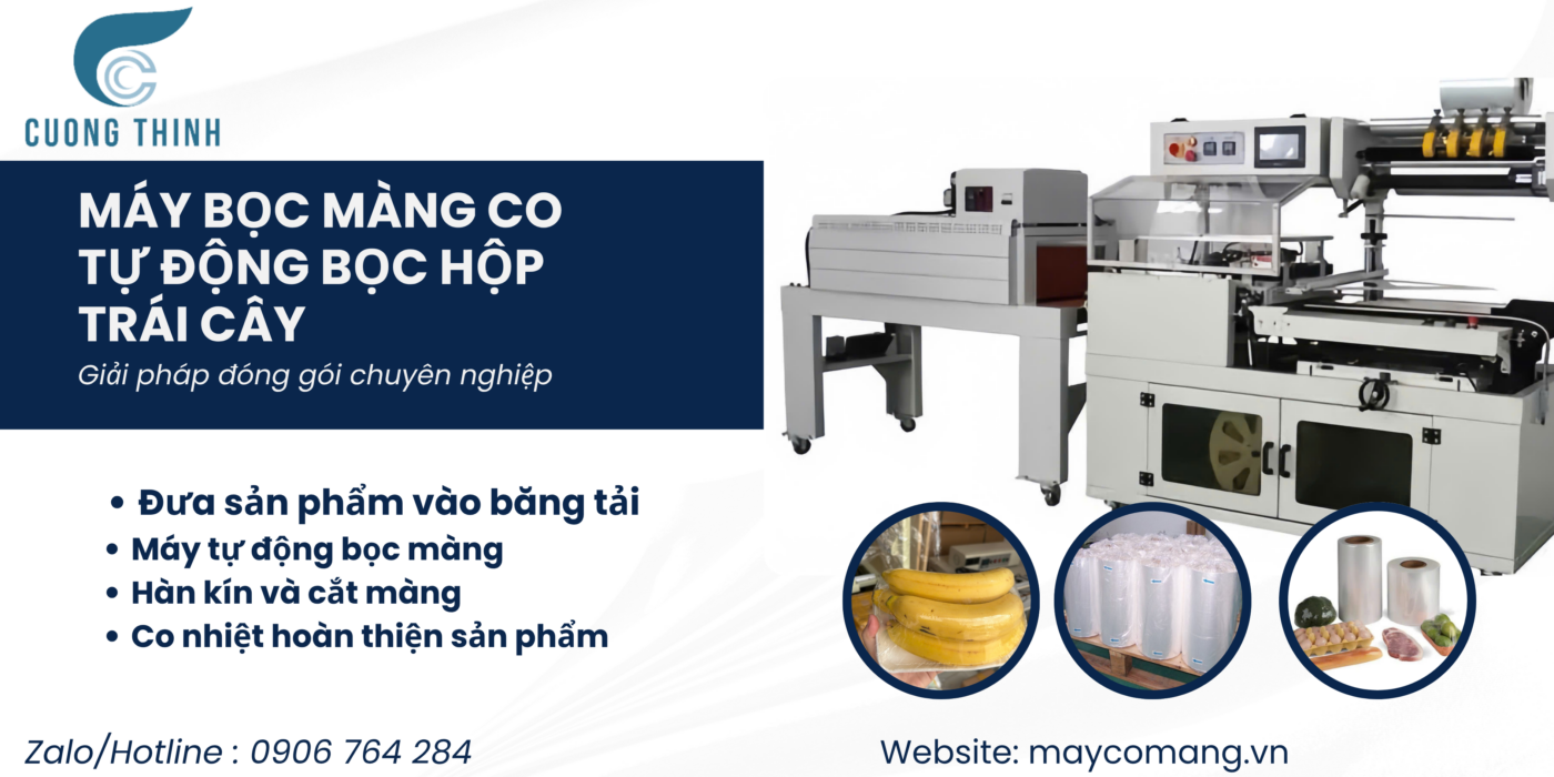 Máy bọc màng tự động bọc hộp trái cây