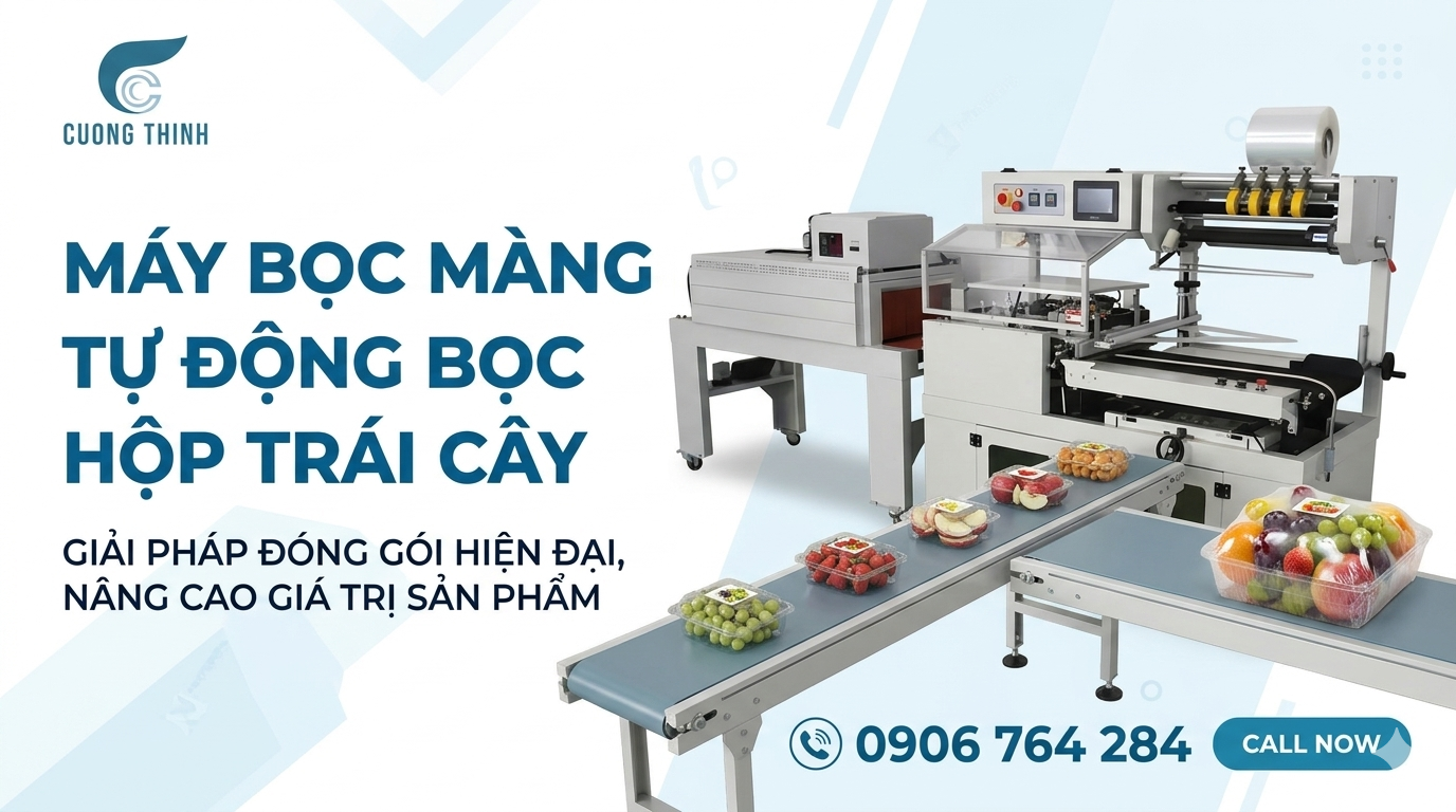 Máy bọc màng tự động bọc hộp trái cây