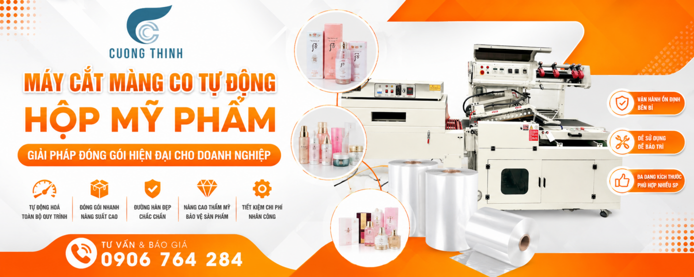 máy cắt màng co tự động hộp mỹ phẩm