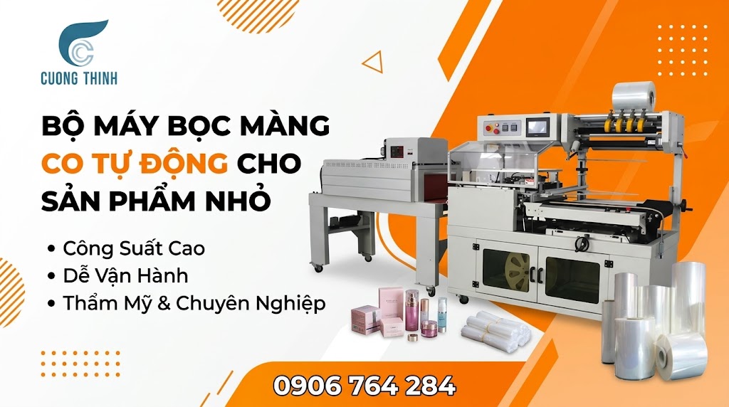 bộ máy bọc màng tự động cho sản phẩm nhỏ