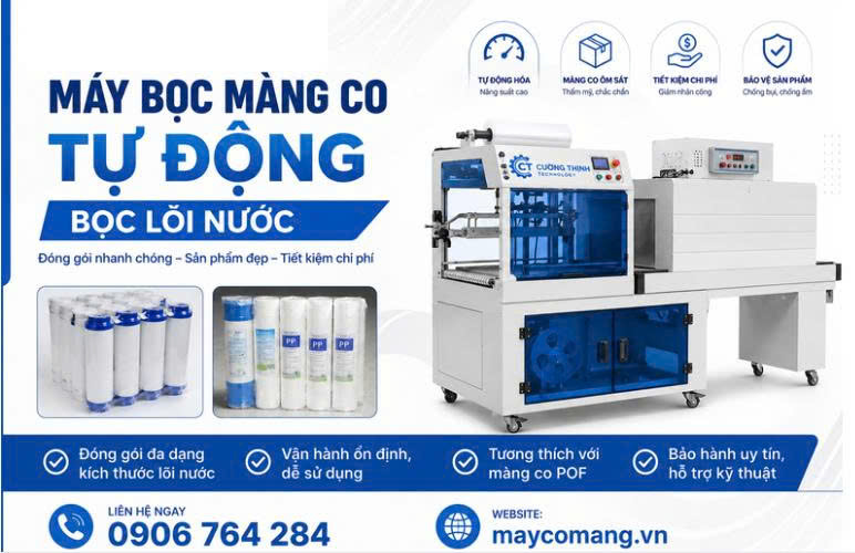 Máy bọc màng co tự động bọc lõi lọc nước