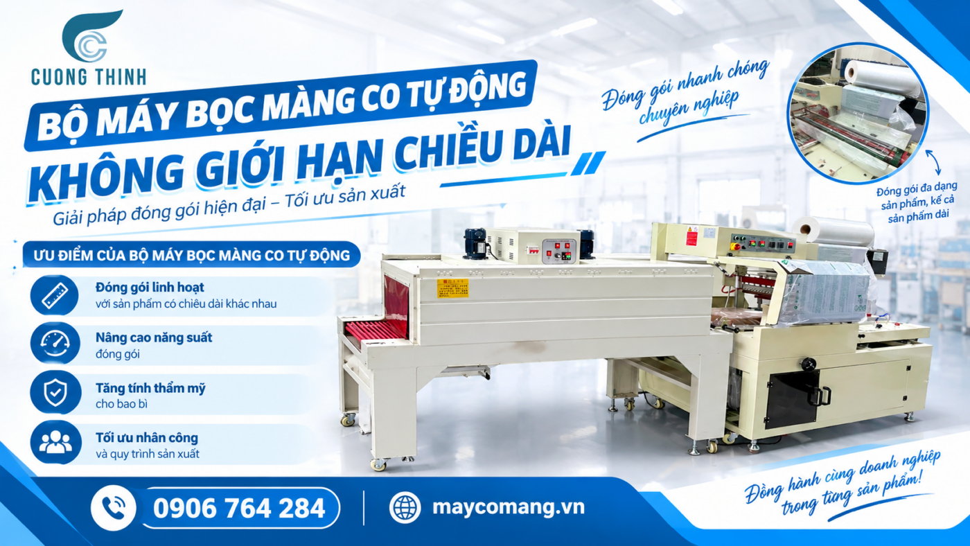 bộ máy bọc màng co tự động không giới hạn chiều dài