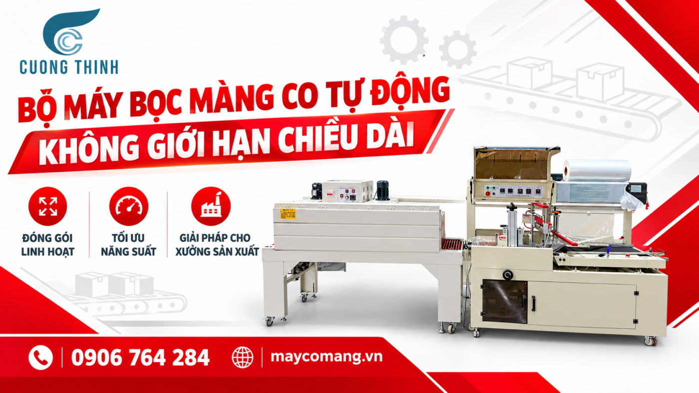bộ máy bọc màng co tự động không giới hạn chiều dài
